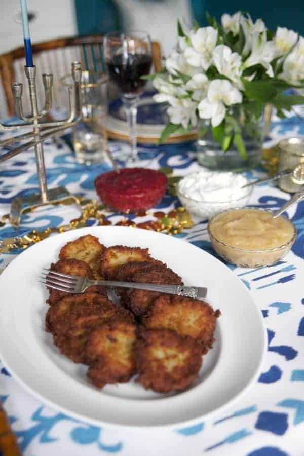 Potato Latkes with Apple Cranberry Sauce - The Lemon Bowl