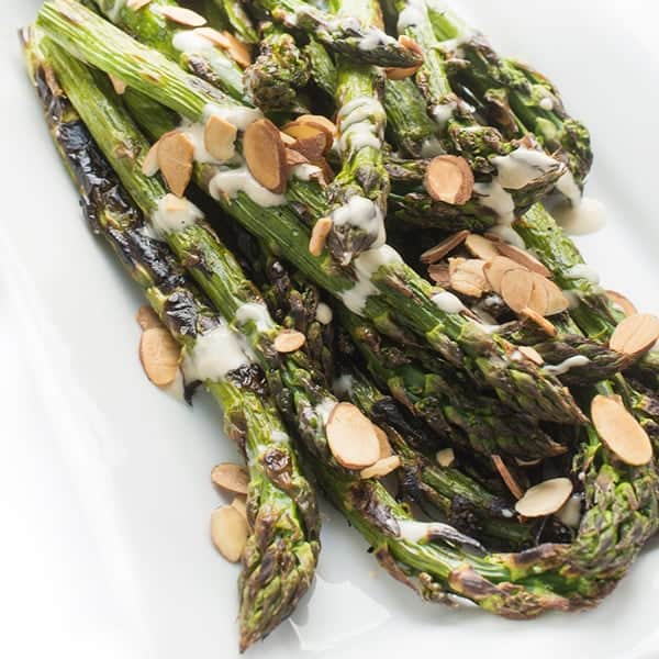 Grilled Asparagus with Tahini Lemon Sauce - The Lemon Bowl®