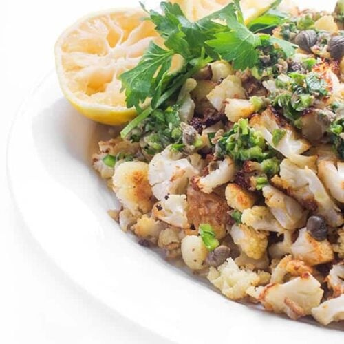 Roasted Cauliflower with Jalapeño Caper Vinaigrette The Lemon Bowl®