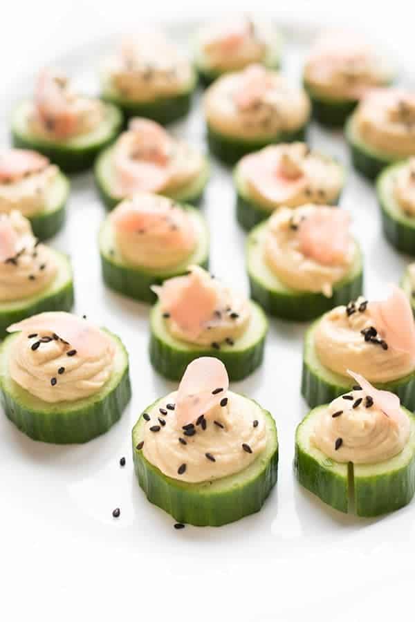 Hummus Cucumber Bites With Pickled Ginger The Lemon Bowl