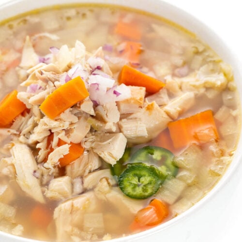 Slow Cooker Caldo de Pollo in a bowl