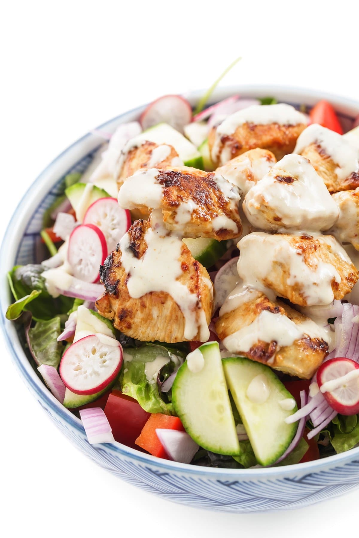 Chicken Tawook Salad with Tahini Dressing