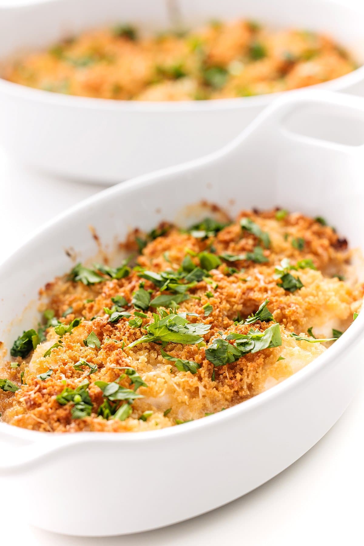 Baked scallops with panko.