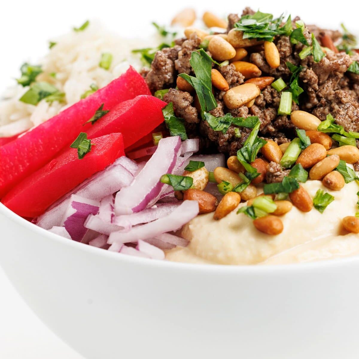 Lebanese Rice Bowls with Hummus