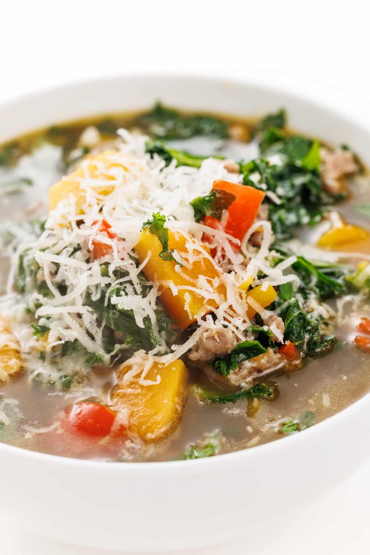 Sausage, kale, and butternut squash soup.