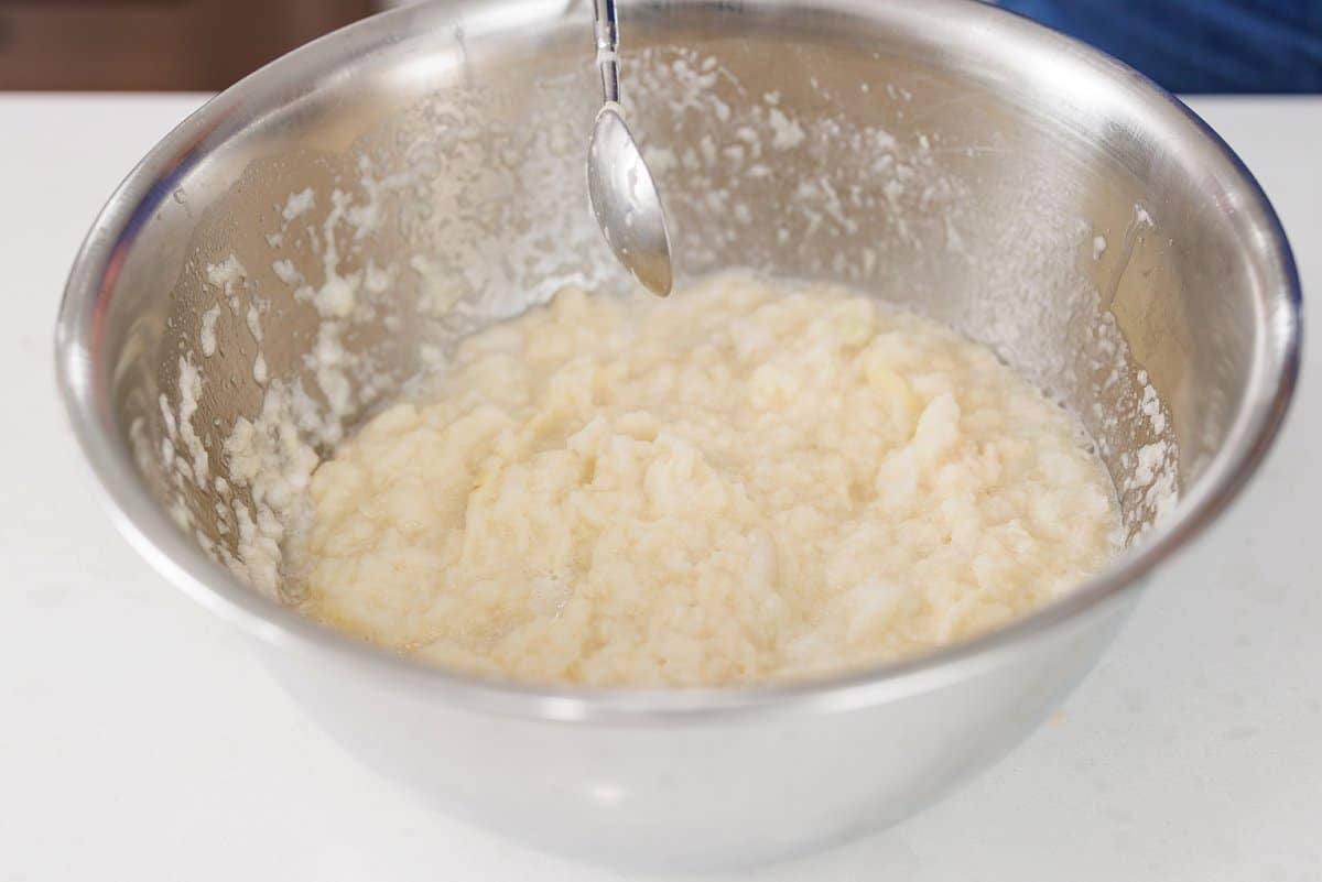 Stirring potato latke