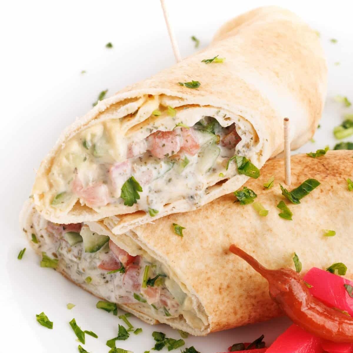 Vegetarian Middle Eastern Pita Wrap