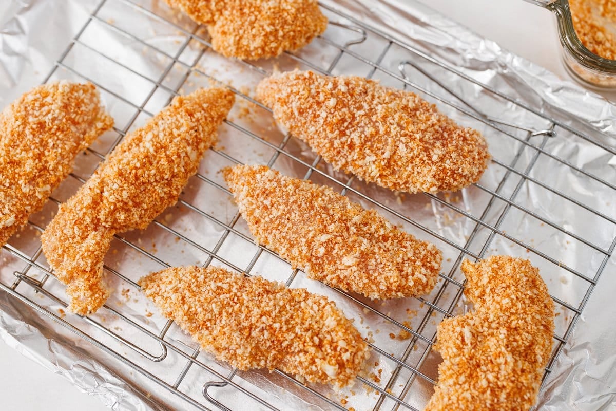 Baking chicken tenders on tray