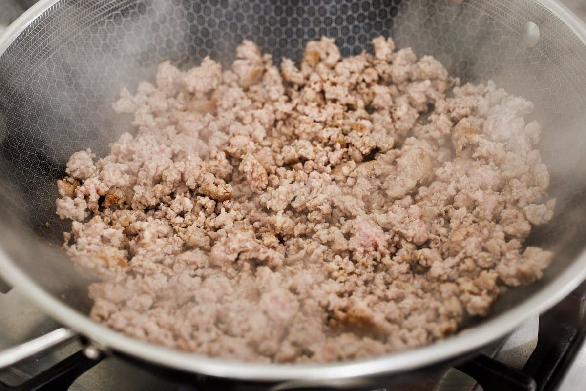 Cooking ground pork