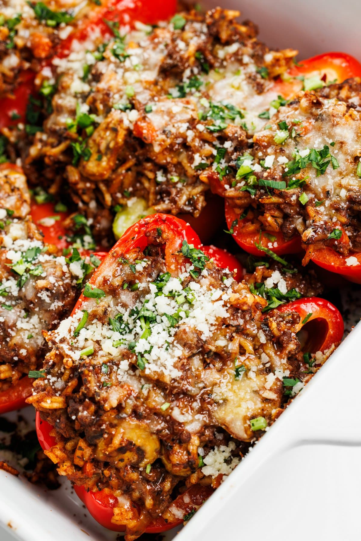 Bison and Mushroom Stuffed Peppers up close