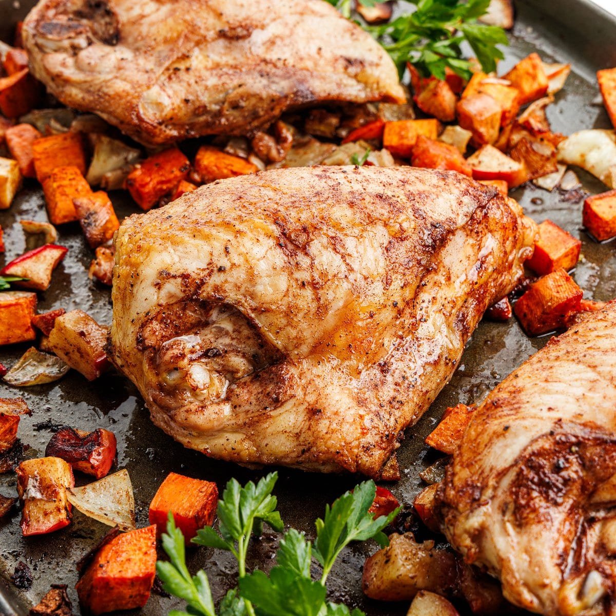 Sheet Pan Chicken and Sweet Potatoes