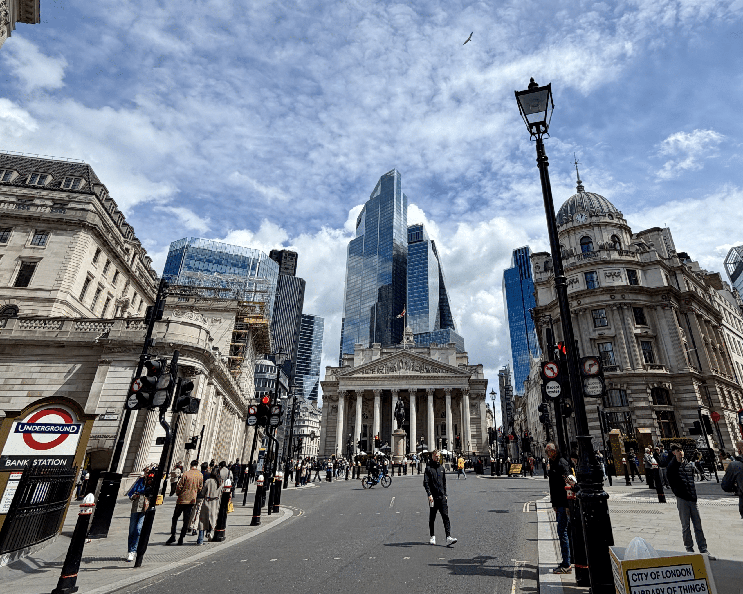 Street view of London near Bank Station.