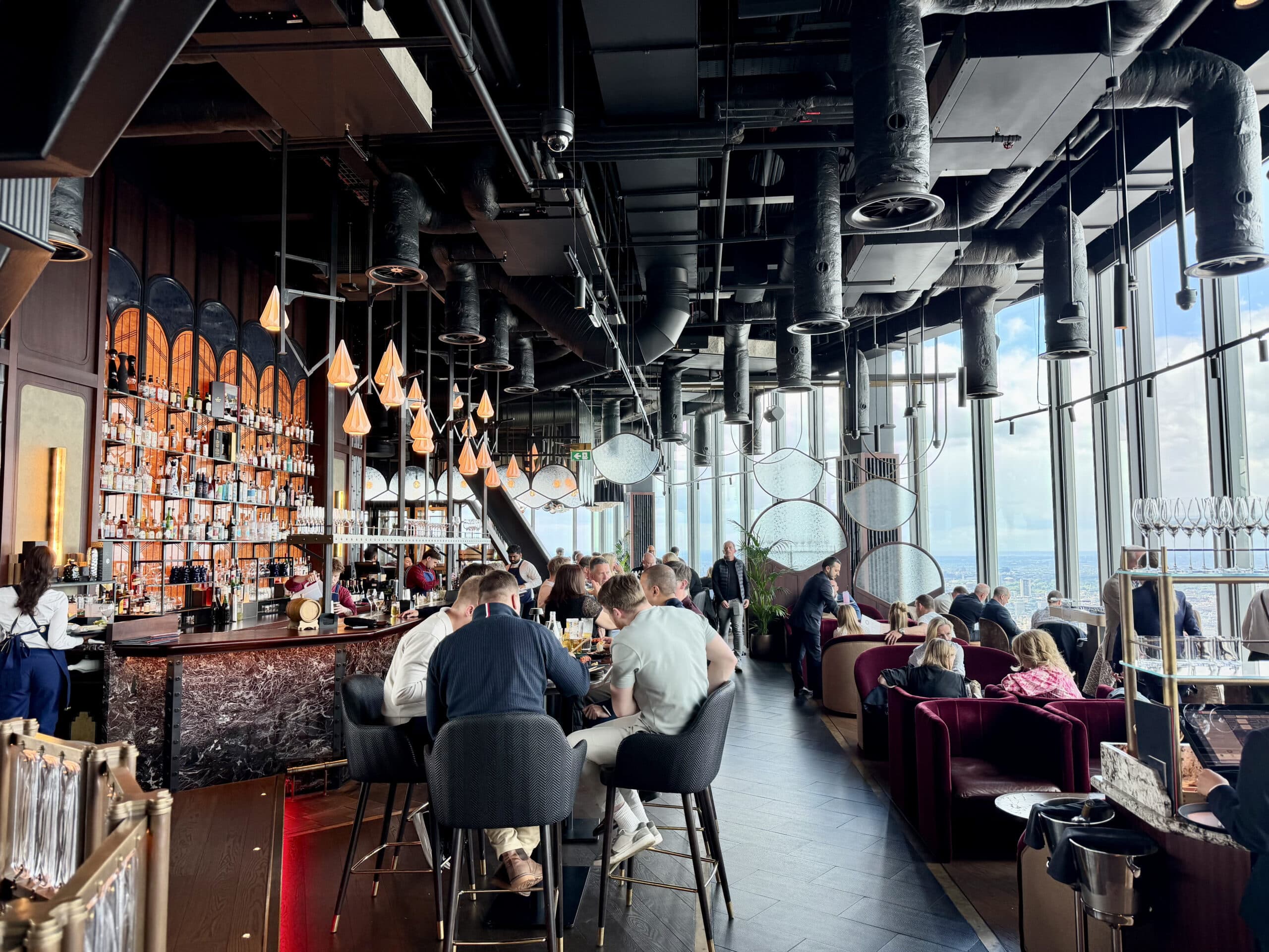 View of dining area of Lucky Cat in London at Bishopsgate.