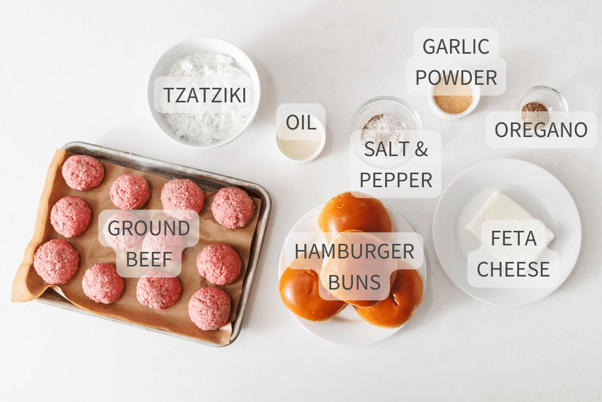 Flat lay of all ingredients, labeled.
