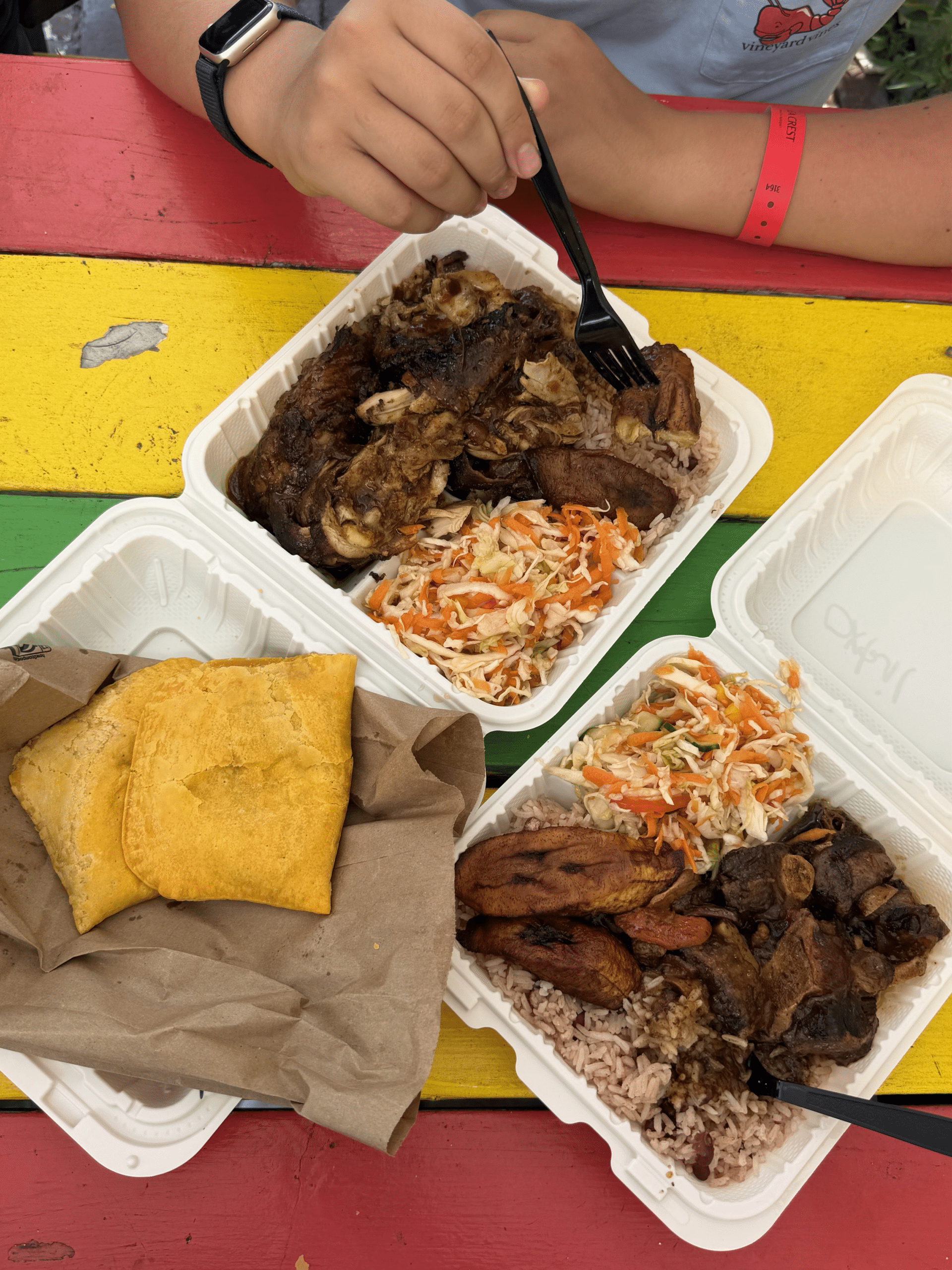 Ox tails and other Jamaican food from Vineyard Caribbean Cuisine.